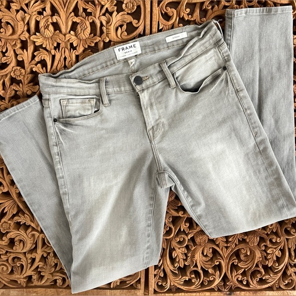 FRAME Jeans Le Garçon Light Gray Mid Rise Skinny  Slim Ankle  SZ: 27/4-6 - Picture 4 of 9